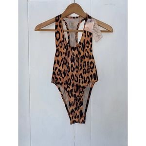 We Are HAH Woman's One Piece Thong Size XS Leopard Print New w/ tags & liner